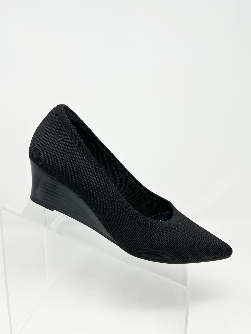 VIVAIA Womens Wedge Pumps Black Knit Pointed Toe Slip-On Comfort Heels Size 38